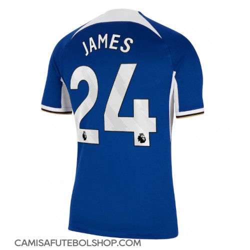 Camisa de time de futebol Chelsea Reece James #24 Replicas 1º Equipamento 2023-24 Manga Curta